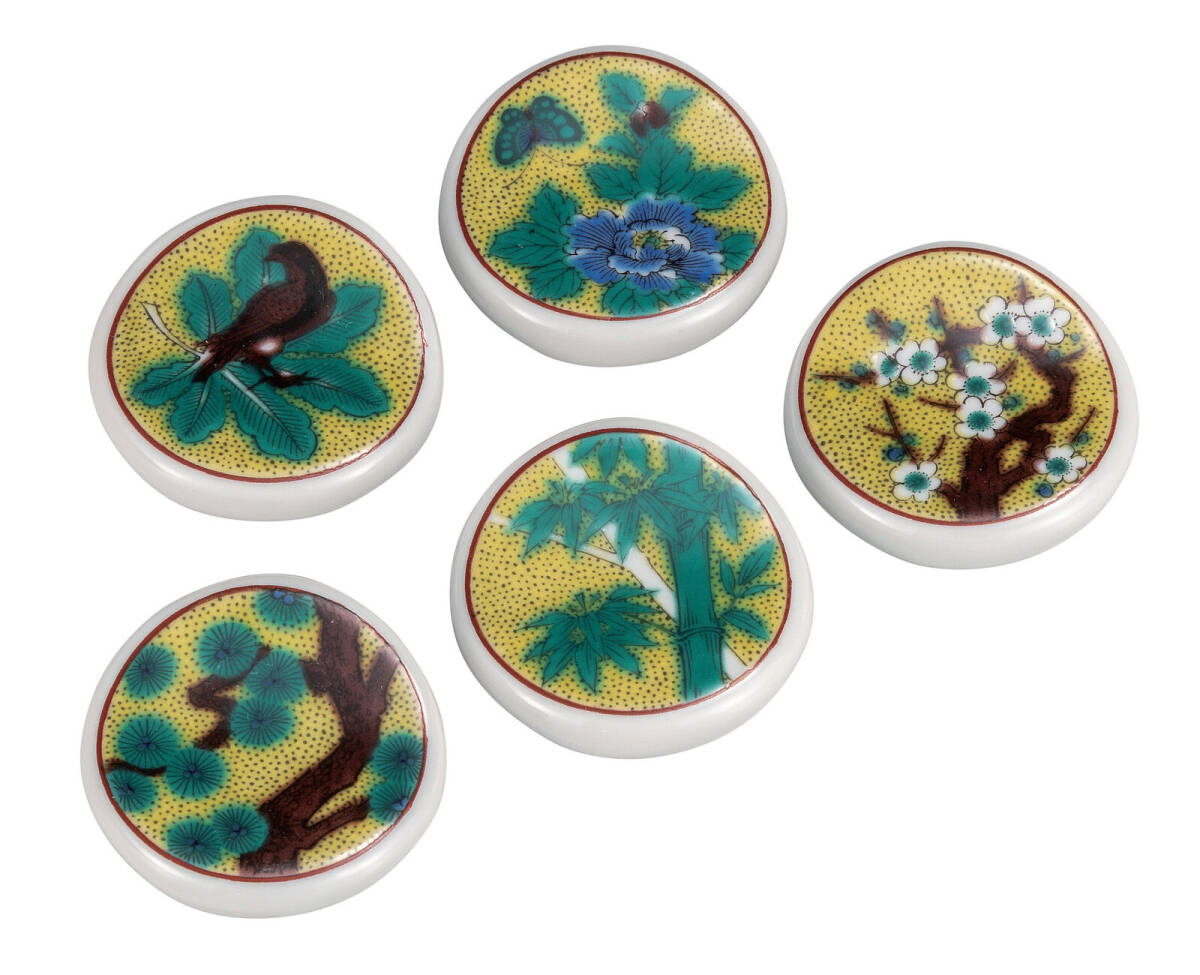 九谷焼! ☆吉田屋絵変・箸置☆ K9-435 新品 飯碗 ご飯茶碗 レスト 小鉢 小皿 小付 向付 ミニ皿 プレート ギフト拍卖