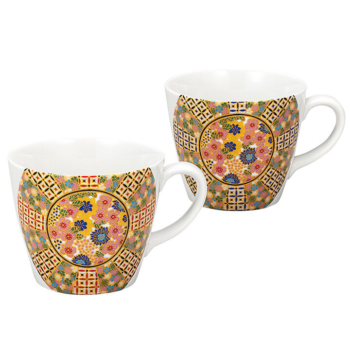 九谷焼! ☆小紋花詰・ペアマグカップ☆ K9-1017 新品 茶器 コーヒー 紅茶 ミルク ラテ エスプレッソ カプチーノ ギフト拍卖