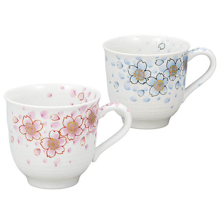 九谷焼! 福田昇竜 ☆金彩桜ペアマグカップ☆ K9-1062 新品 茶器 コーヒー 紅茶 ミルク ラテ エスプレッソ カプチーノ ギフト拍卖