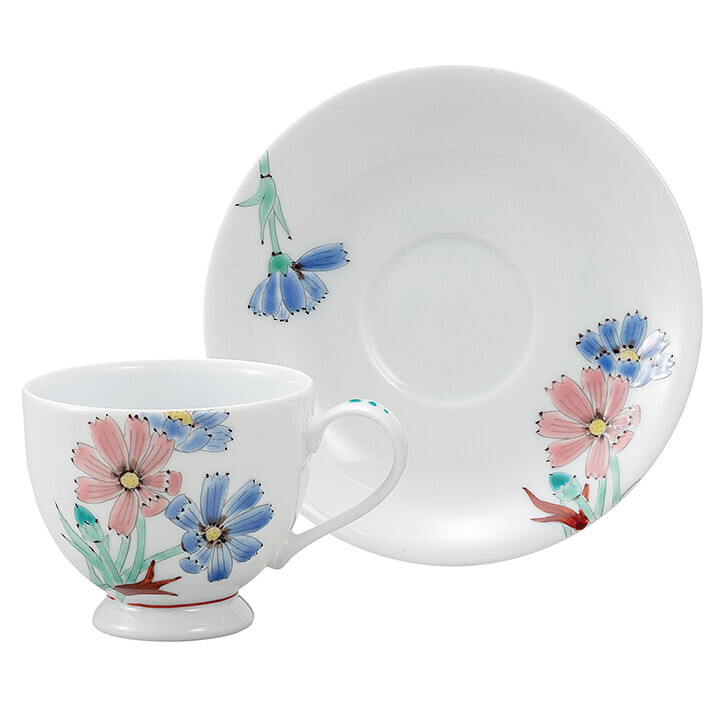 九谷焼! 大志窯 ☆コスモス・カップ&ソーサー☆ K9-1083 新品 コーヒー 紅茶 ミルク ラテ エスプレッソ カプチーノ 茶器 ギフト拍卖