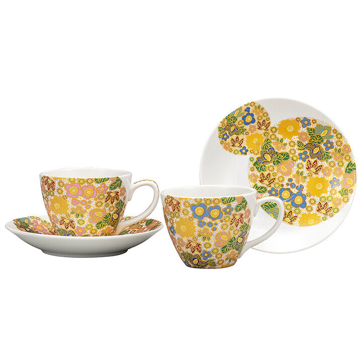 九谷焼! ☆花詰ペアコーヒー碗皿☆ K9-1101 新品 コーヒー 紅茶 ミルク ラテ エスプレッソ カプチーノ 茶器 ギフト拍卖