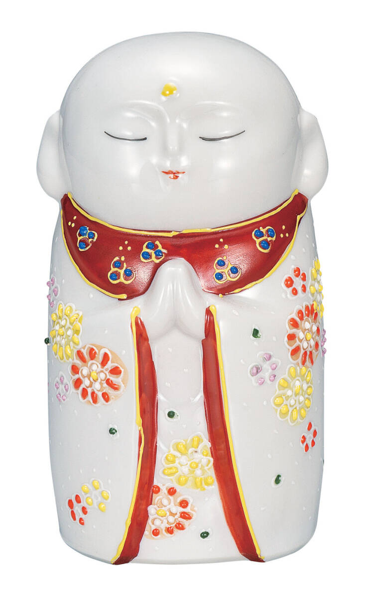 九谷焼! ☆花ちらし・お地蔵様4.5号☆ K9-1717 新品 商売繁盛 縁起物 千客万来 開運 置物 招き猫 ギフト拍卖