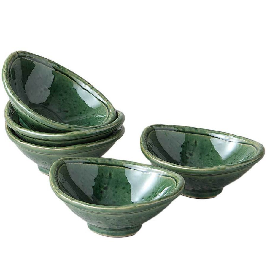 美濃焼! ☆織部玉渕小鉢5客セット☆ V4086-2 新品 鉢 小皿 小付 向付 ギフト 拍卖