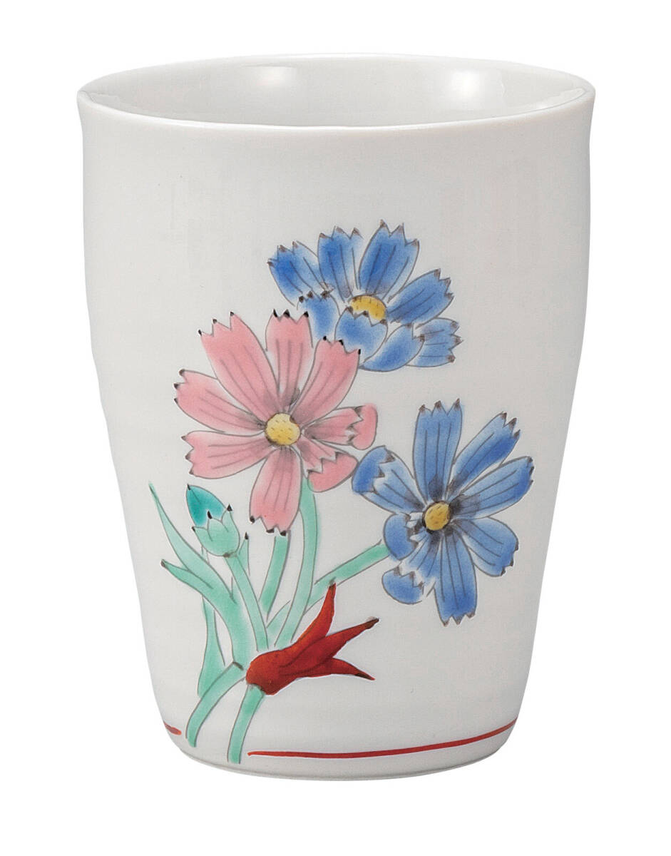 九谷焼! 大志窯 ☆コスモス・フリーカップ☆ K9-1155 新品 汲出 煎茶 ほうじ茶 茶器 ギフト拍卖