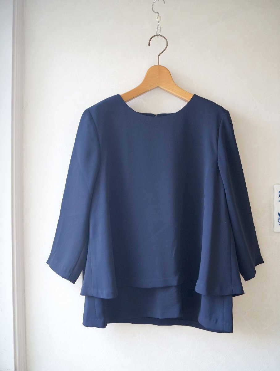 ★送料無料!! 未使用 アーバンリサーチ / DOORS*7分袖 上品 タックブラウス ネイビー*古着のgplus広島 2509t3拍卖