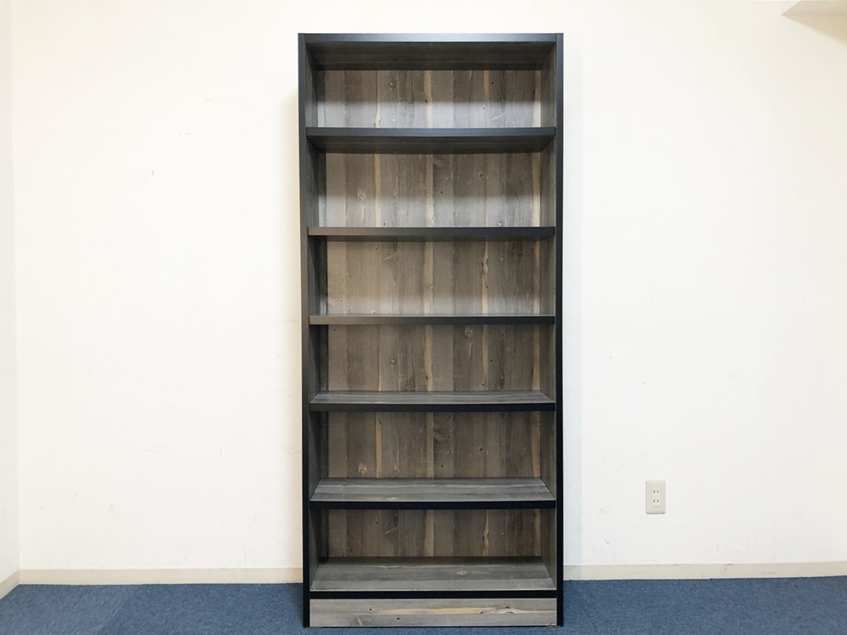 ハイタイプ本棚 リブロ80ブックボードGL モダンスタイル木目調グレー 可動式棚板4枚付き 6段キャビネット完成品 展示品・アウトレット拍卖