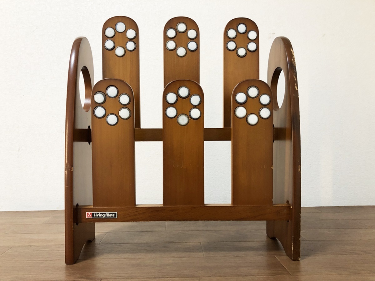 コイズミ木製スリッパラック Living mate 昭和レトロ家具 6足玄関収納 KOIZUMIインテリア小物 アンティーク家具 拍卖