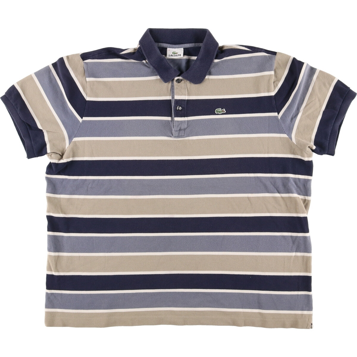 古着 ラコステ LACOSTE 半袖 ボーダー ポロシャツ 9 メンズXXL /eaa444841 【SS2509_30】拍卖