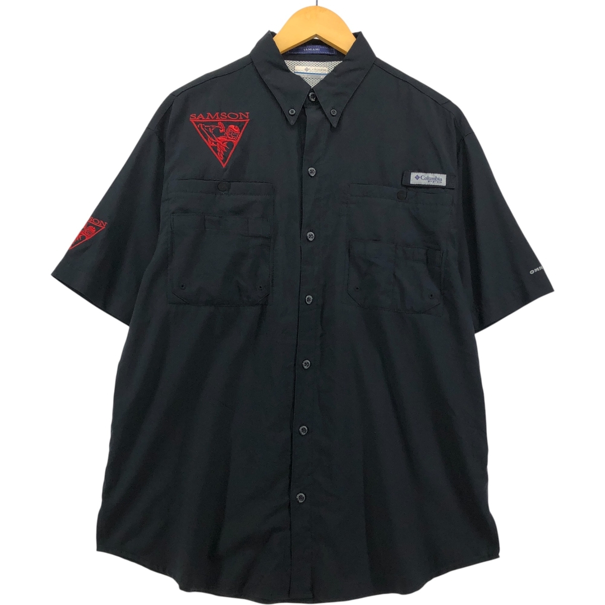 古着 コロンビア Columbia PFG TAMIAMI オムニシェイド リップストップ ボタンダウン 半袖 フィッシングシャツ メンズM相当 /eaa580757拍卖