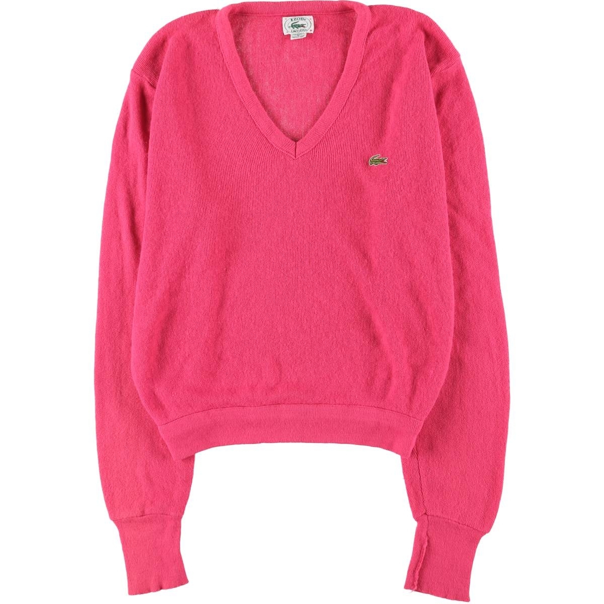 古着 80~90年代 ラコステ LACOSTE IZOD Vネック アクリルニットセーター USA製 レディースM相当 ヴィンテージ /eaa583145拍卖
