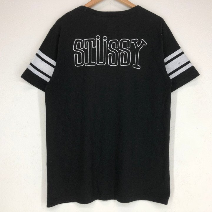 90s STUSSY ステューシー 紺色タグ ロゴプリント 半袖 Tシャツ SIZE: M ブラック ヴィンテージ MH632025082907拍卖