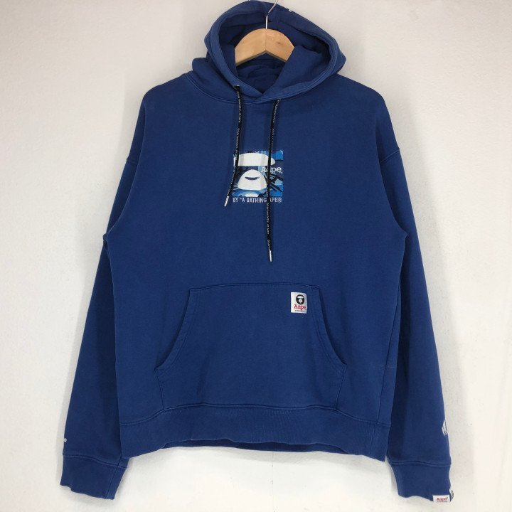 Aape エイプ A BATHING APE アベイシングエイプ サル顔 プルオーバー フーディ パーカー SIZE: M ブルー MU632025090108拍卖