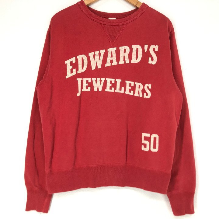 Cheswick チェスウィック カナダ製 EDWARD'S JEWELERS プリント 前V トレーナー SIZE: M レッド MH632025092912拍卖