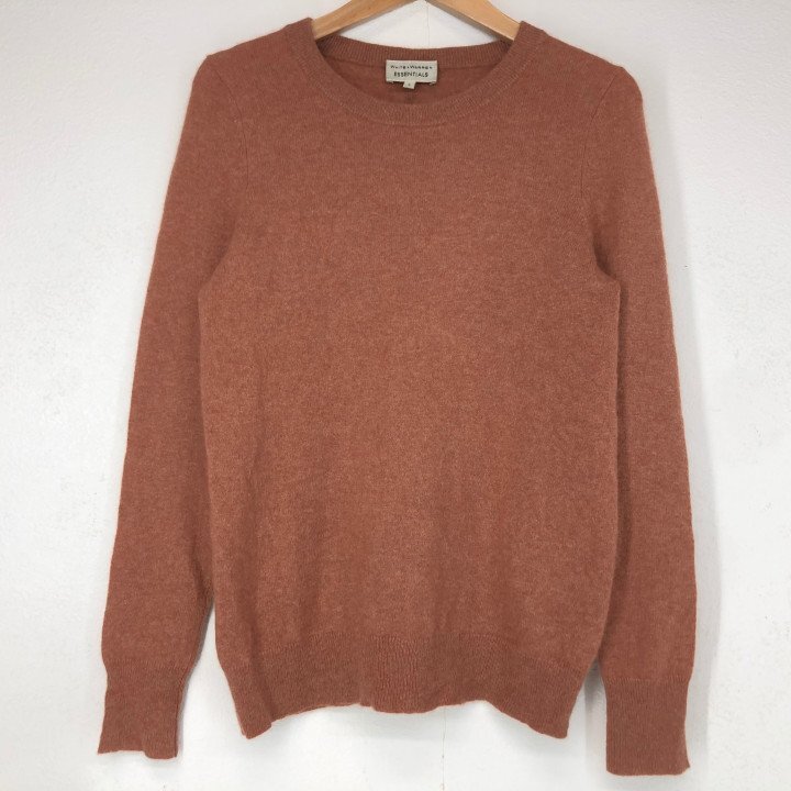 WHITE+WARREN ESSENTIAL ホワイト + ウォーレン カシミヤ100% カシミヤセーター 長袖ニット SIZE: S オレンジブラウン系 MH632025092915拍卖