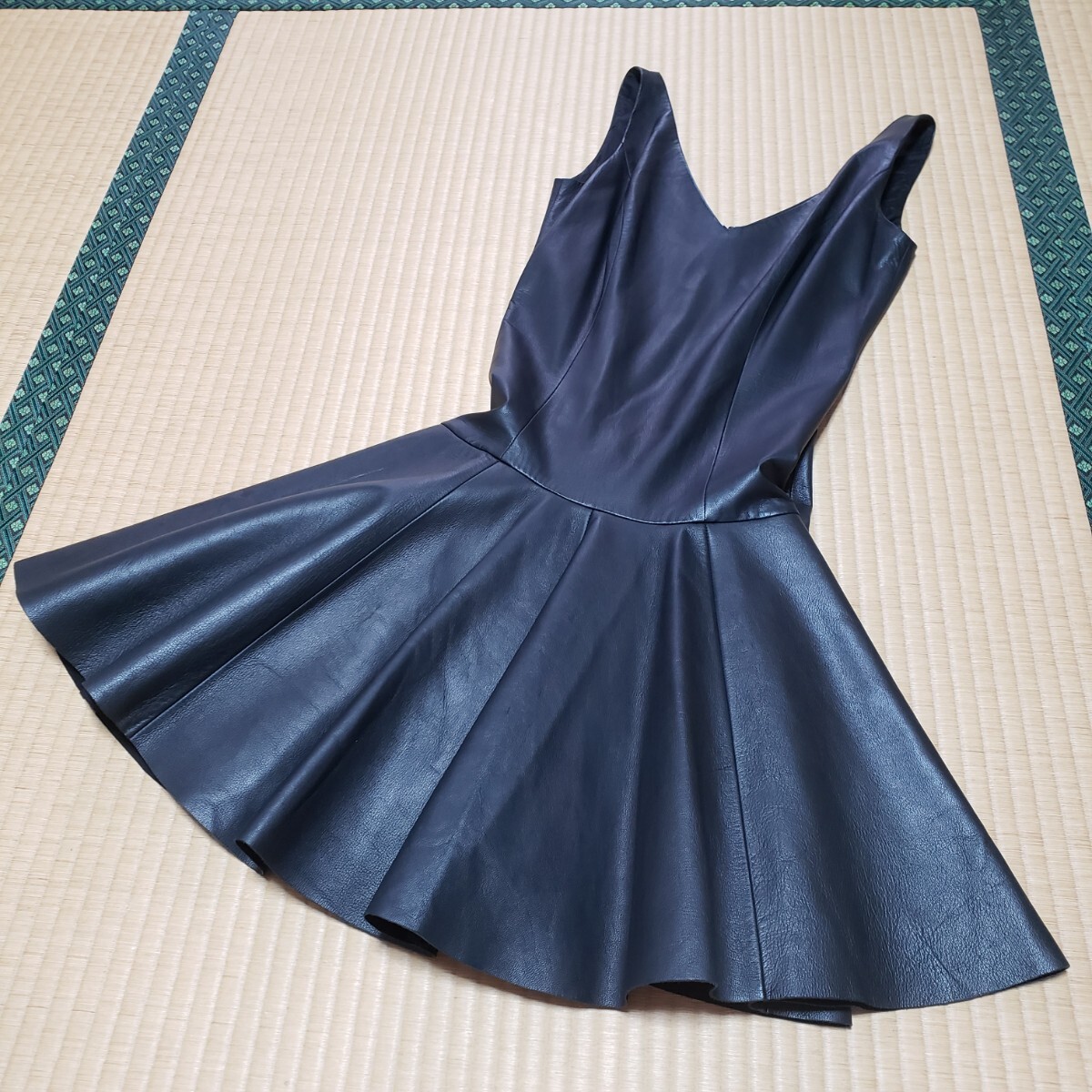 ラルフローレン RALPH LAUREN レザーワンピース 黒羊革 0サイズ XS S拍卖