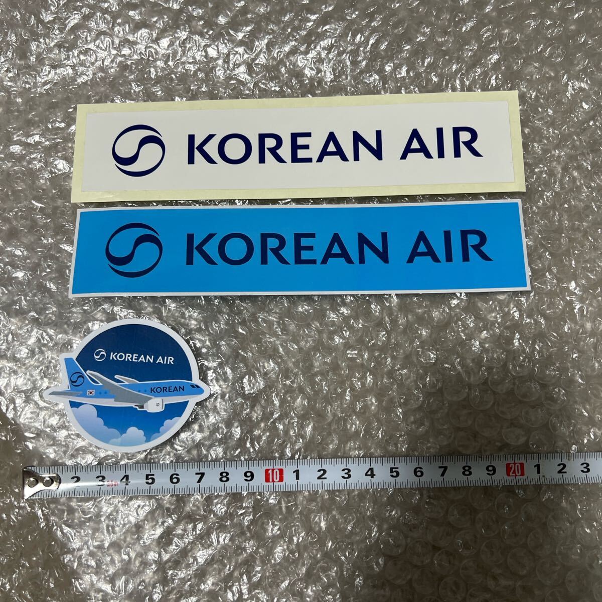 【非売品】KOREAN AIR 大韓航空 ステッカー シール 3枚 韓国 コリア 飛行機 公式グッズ 新ロゴ入り イベント 希少 レア 旅行 トラベル拍卖