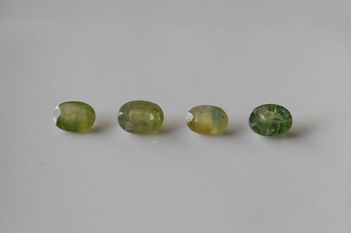 6.7 ct 天然石 グリーンサファイア オーバル ルース 4個セット拍卖