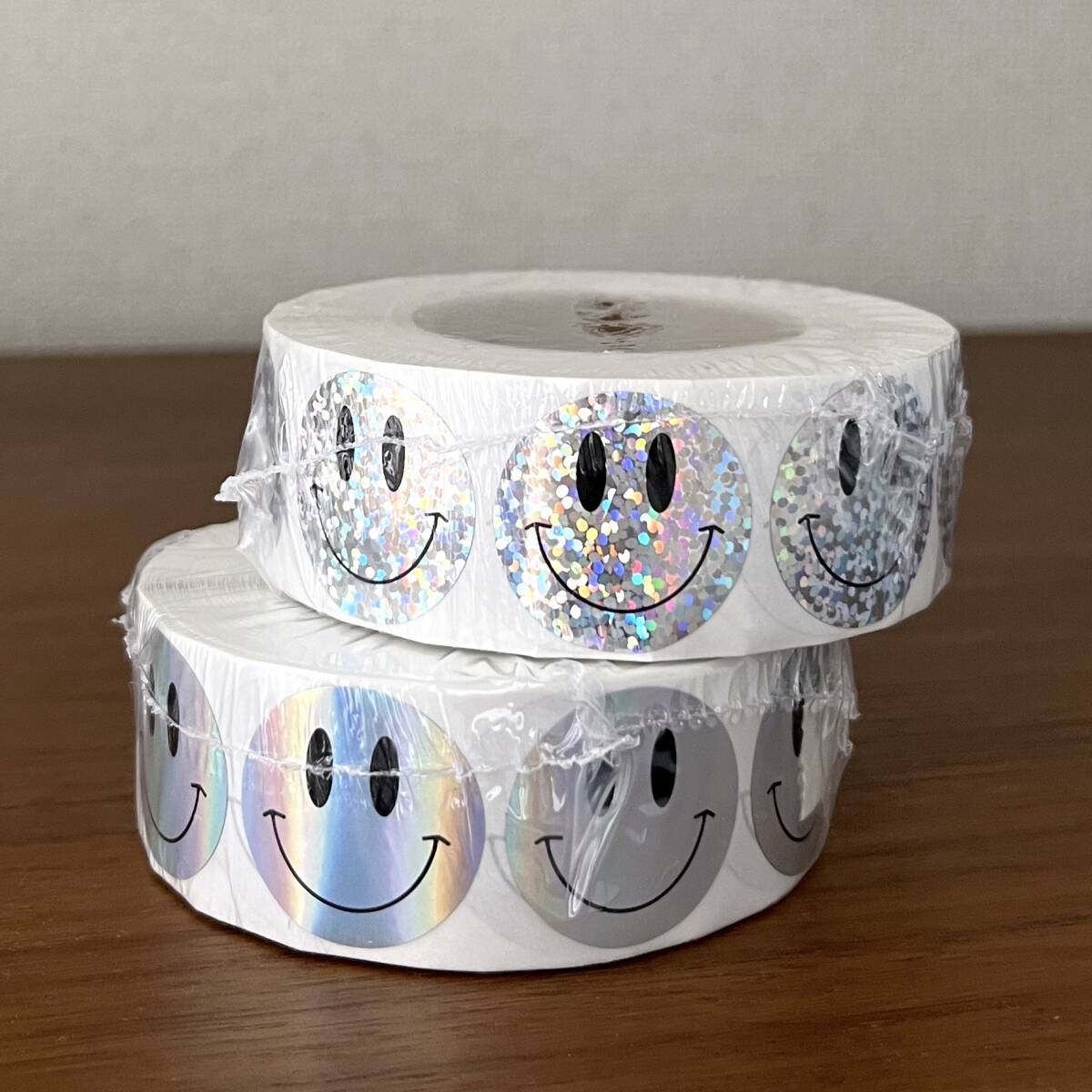 オーロラ ラメ 25mm 2巻セット ロールシール スマイル スマイリー ニコちゃん シルバー拍卖