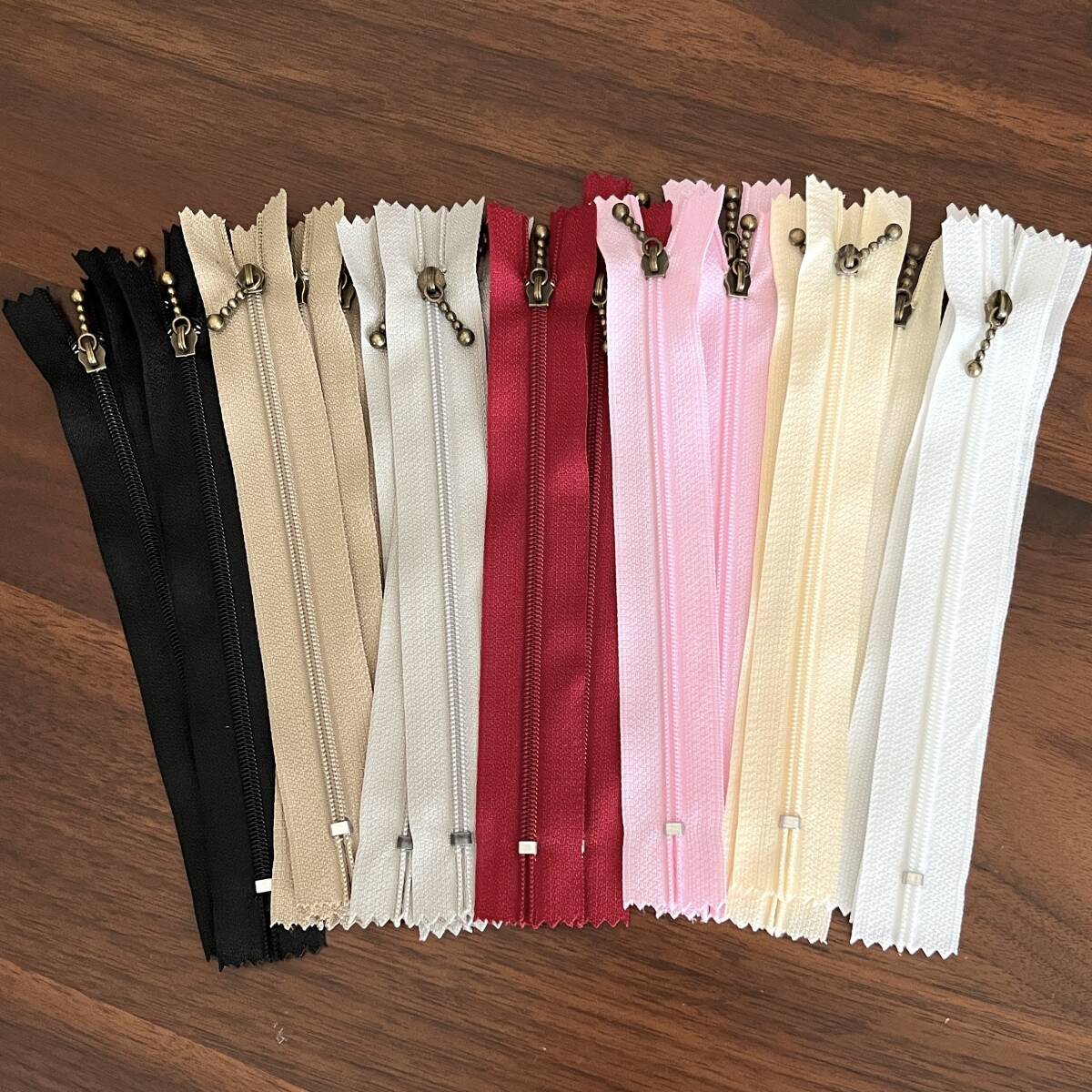 7色 15cm 21本セット ファスナー アンティークゴールド 玉付きスライダー ハンドメイド拍卖