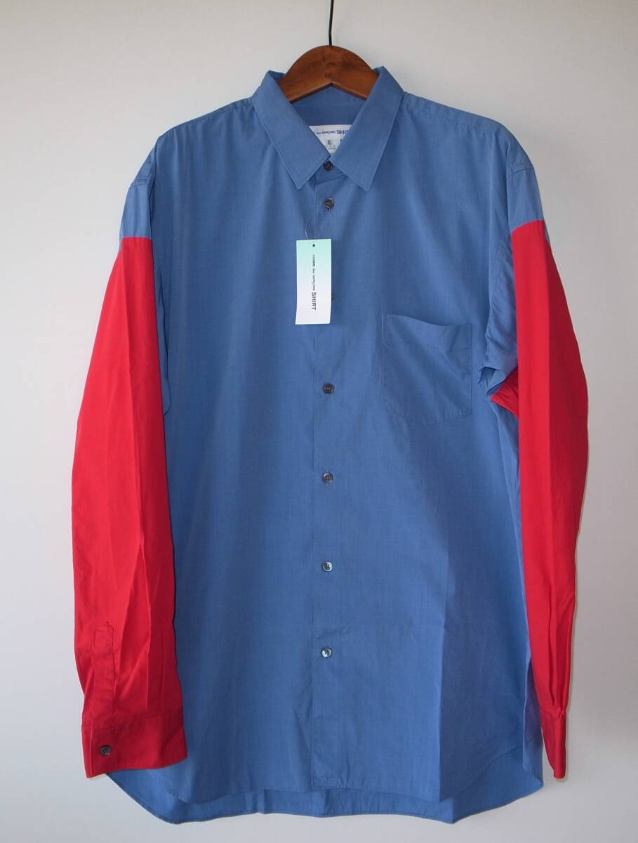 commme des garscons shirt コムデギャルソン 長袖 シャツ sizeXL 袖レッド拍卖