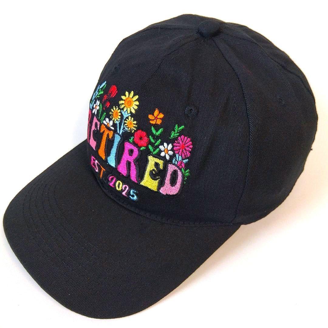 新品 retired 花 刺繍 野球帽 帽子 キャップ 黒 ユニセックス メンズ レディース アメカジ ストリート拍卖