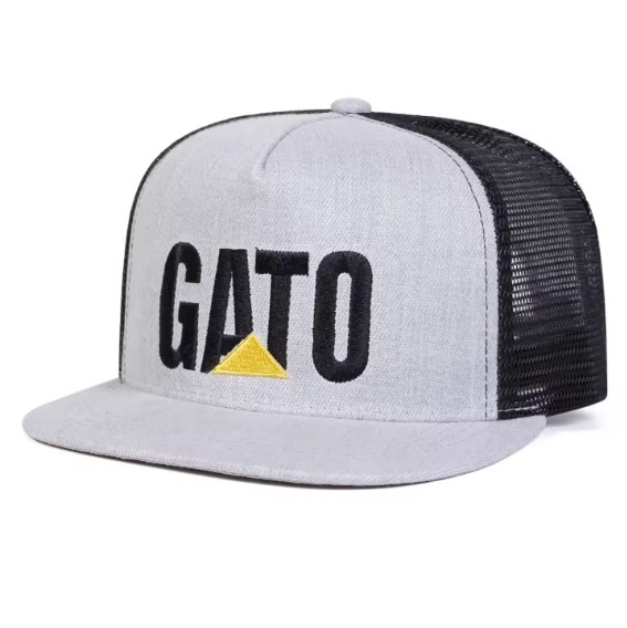 新品 GATO「猫」 刺繍 メッシュ キャップ 野球帽 帽子 グレー ユニセックス メンズ レディース ストリート アメカジ拍卖