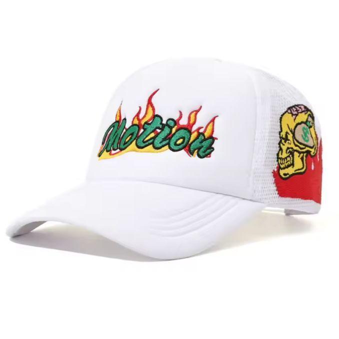 新品 Motion スカル メッシュ キャップ 野球帽 帽子 白 ヒップホップ ユニセックス メンズ レディース アメカジ ストリート拍卖