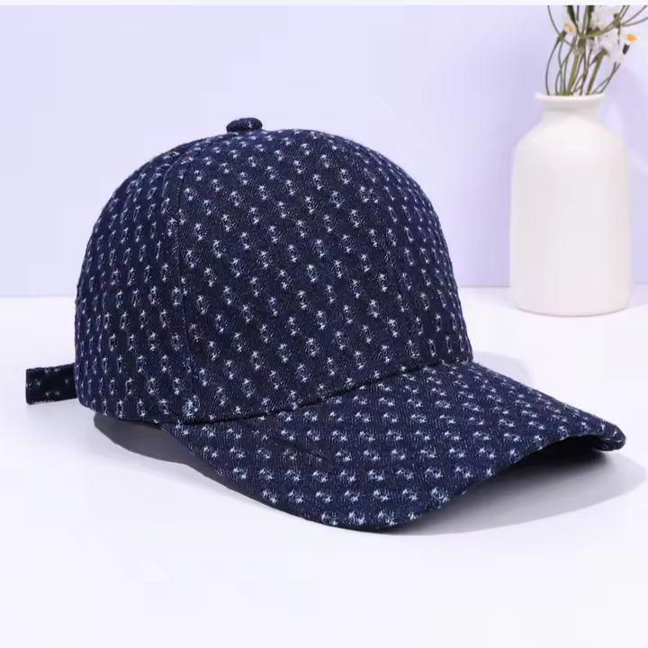 新品 デニム スパンコール コットン キャップ 野球帽 帽子 ユニセックス メンズ レディース ネイビー拍卖