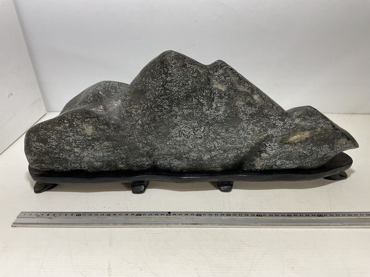 山景石 専用台座付き 重量 約23kg ◆天然石 盆石 観賞石 自然石 鑑賞石 インテリア 置物 オブジェ 愛石家 現状品拍卖