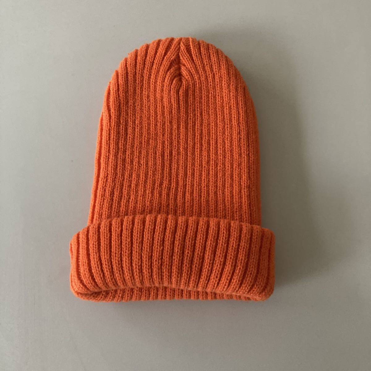 未使用 おしゃれなオレンジ色 ニット帽拍卖