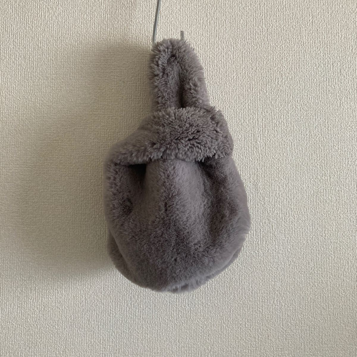 うさぎ型 グレー ファー ハンドバッグエコバッグ拍卖