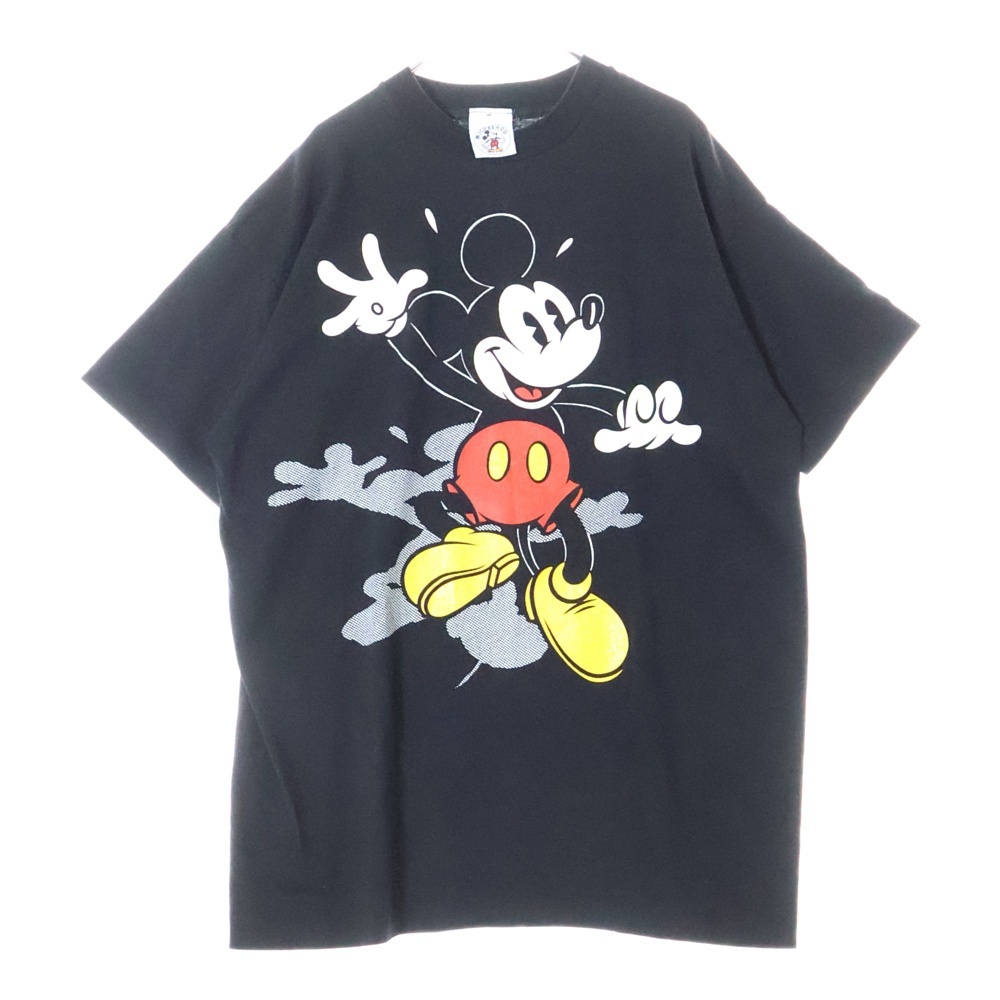 VINTAGE ヴィンテージ 90s DISNEY Mickey Mouse ディズニー ミッキー フロント プリント 半袖カットソー ブラック拍卖