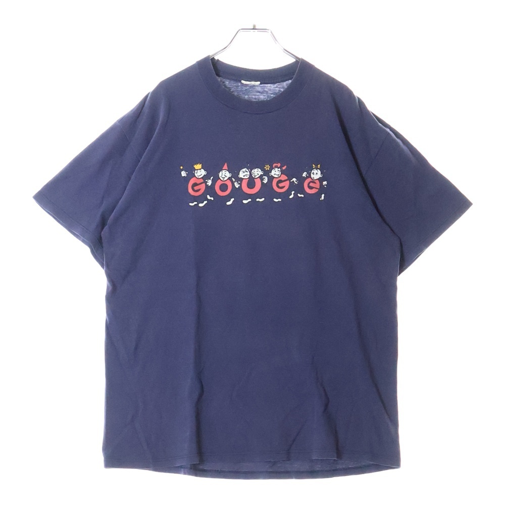 VINTAGE ヴィンテージ 90s GOUGE グウジ 両面プリント Tシャツ 半袖カットソー ネイビー拍卖