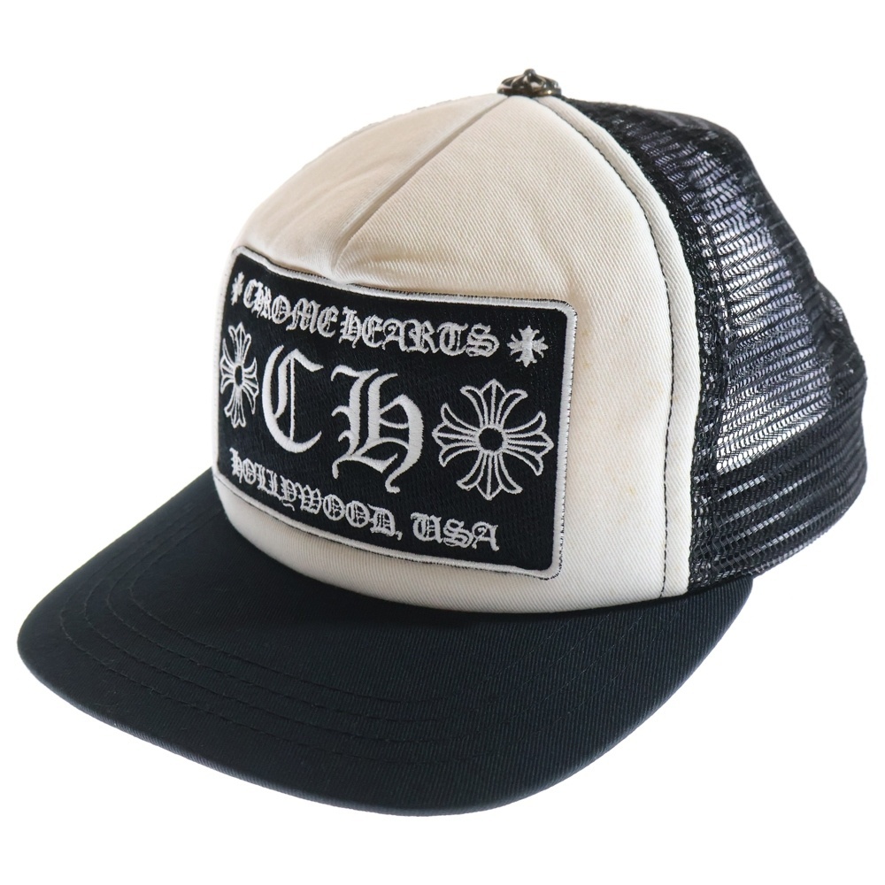 CHROME HEARTS クロムハーツ TRUCKER CAP CHパッチメッシュトラッカーキャップ クロスボール付 帽子 ホワイト/ブラック拍卖