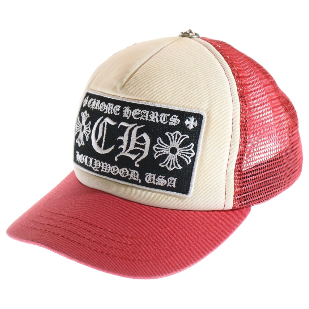 CHROME HEARTS クロムハーツ TRUCKER CAP CHパッチメッシュトラッカーキャップ クロスボール付 帽子 レッド/ホワイト拍卖