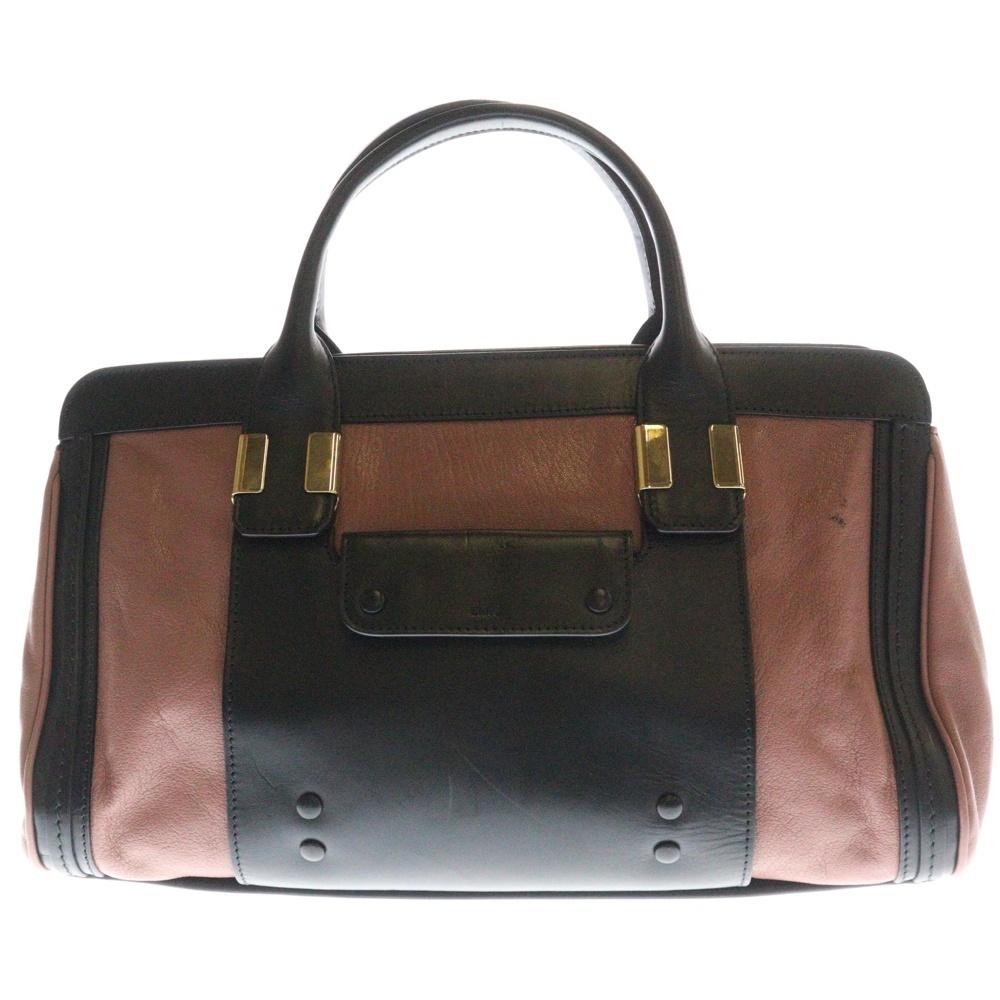 Chloe クロエ アリス 2WAY レザーハンドル ショルダー ハンドバッグ ピンク/ブラック拍卖