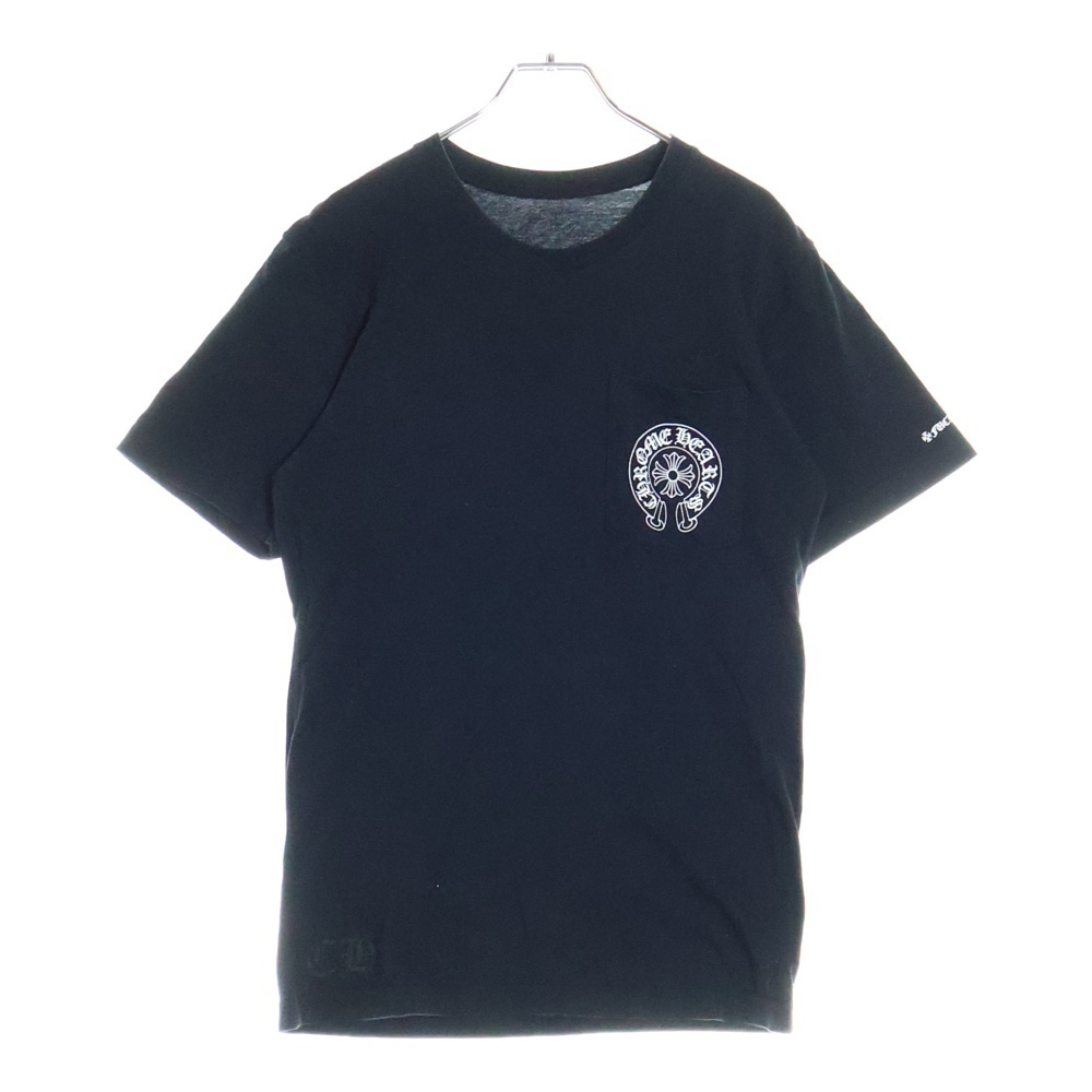 CHROME HEARTS クロムハーツ HORCESHOE TEE ホースシューロゴ クルーネック半袖ポケットTシャツ カットソー ブラック拍卖