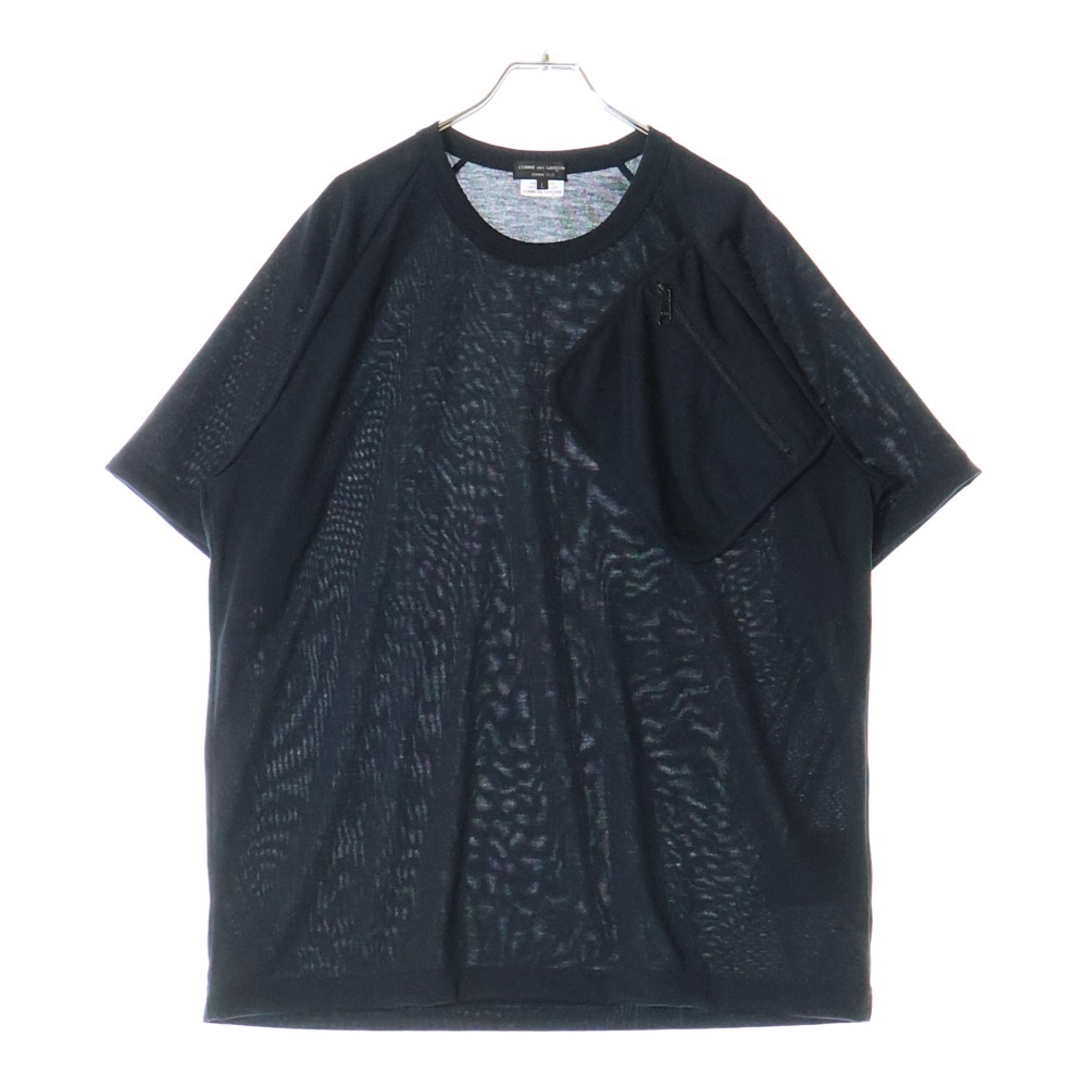 HOMME PLUS コムデギャルソンオムプリュス 24SS ジップ装飾 クルーネック 半袖Tシャツカットソー ブラック PO-T017 AD2024拍卖