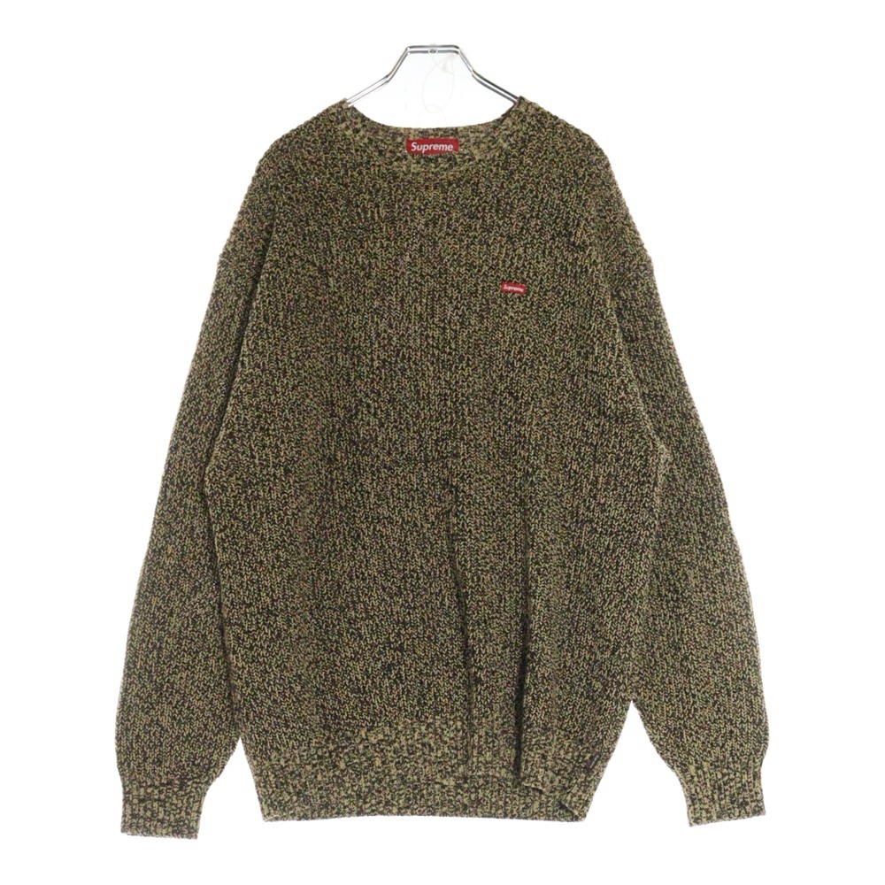 SUPREME シュプリーム 21AW Melange Rib Knit Sweater スモールボックスロゴ メランジリブ クルーネック ニットセーター イエロー拍卖
