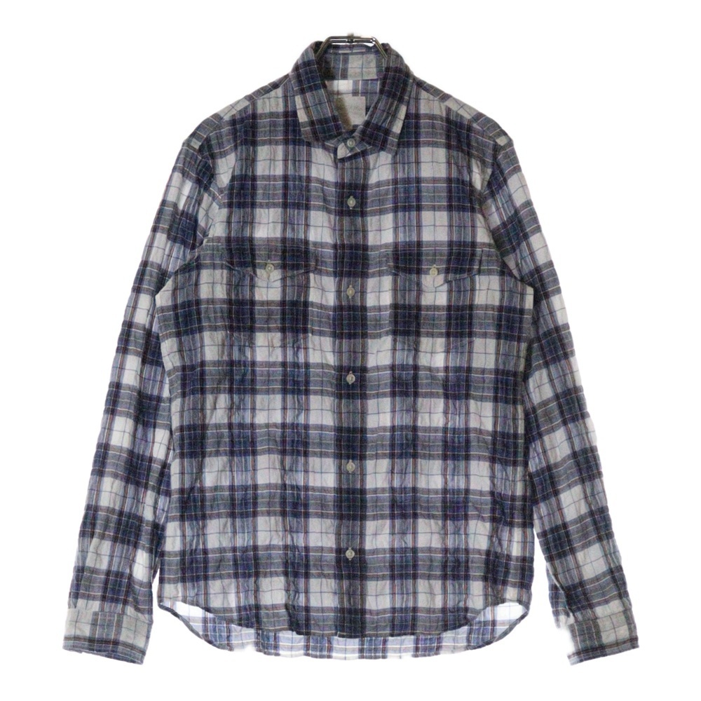 THE NORTH FACE ザノースフェイス リネン混 チェック柄 長袖ボタンダウンシャツ ブルー NR11250H拍卖