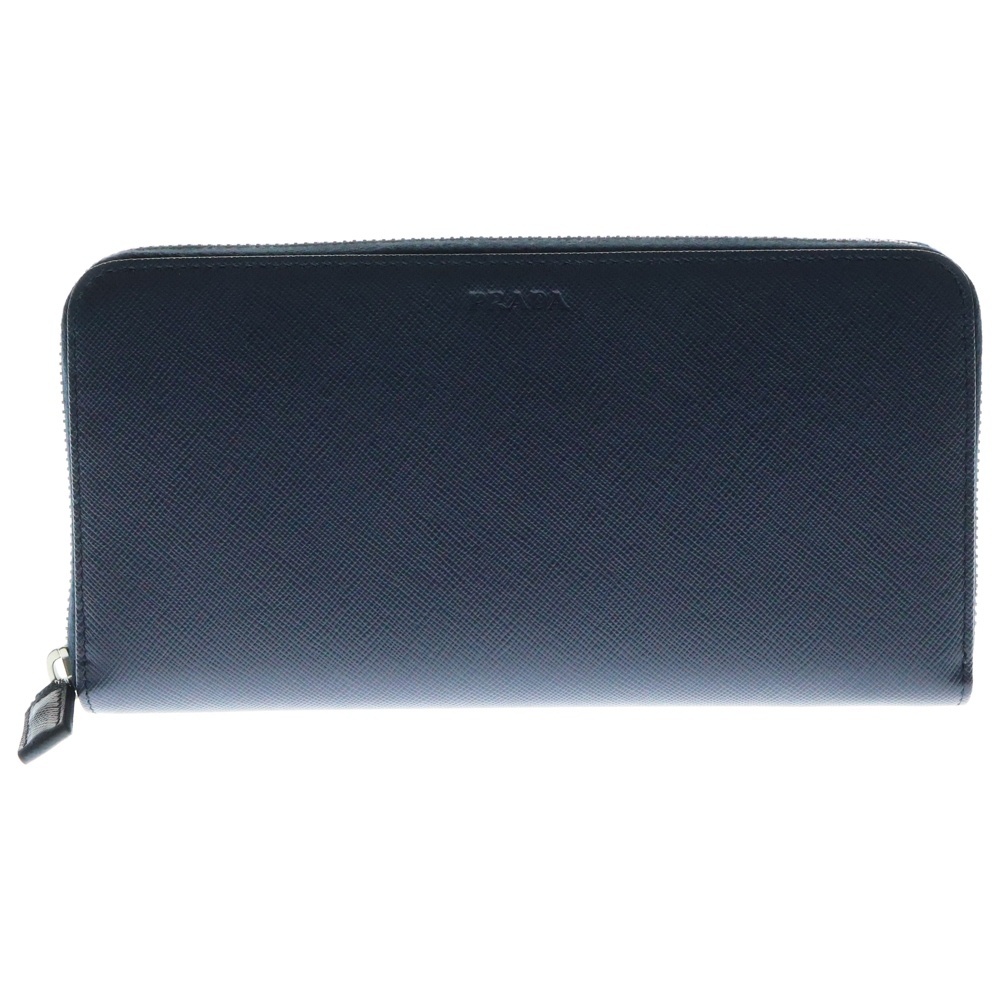 PRADA プラダ 長財布 ロングウォレット カードケース ネイビー シルバー金具 2M1317拍卖