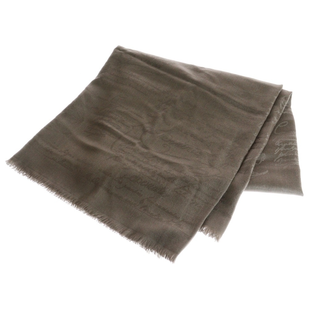 Berluti ベルルッティ カリグラフィ ストール ベージュ スクリット ウール×シルク スカーフ マフラー拍卖