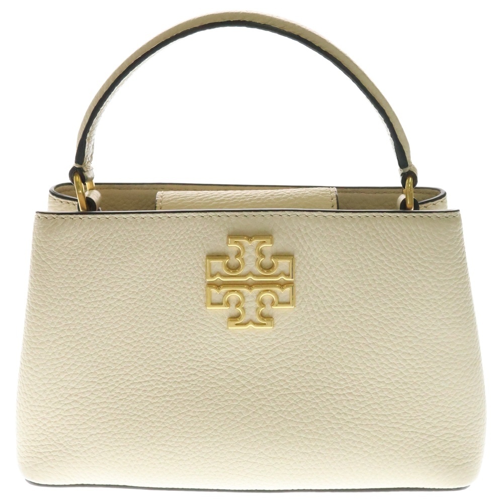 TORY BURCH トリー バーチ ロゴ トップハンドル 2WAYバッグ ハンドバッグ ショルダーバッグ アイボリー ホワイト ゴールド金具 レザー拍卖