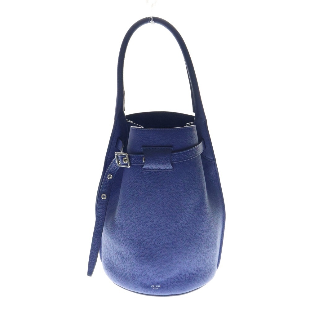 CELINE セリーヌ ビッグバッグバケット ハンドバッグ ブルー シルバー金具 レザー拍卖