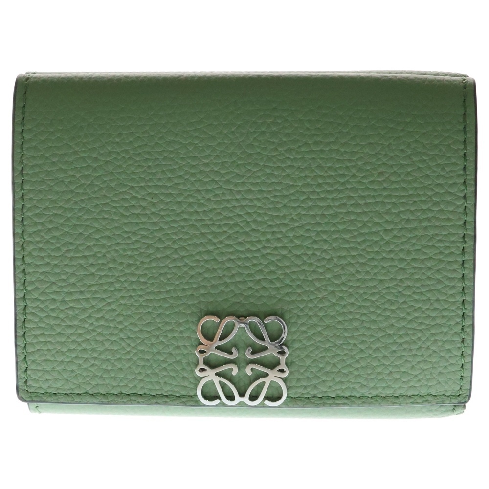 LOEWE ロエベ アナグラム トライフォールドウォレット グリーン レザー 三つ折り財布拍卖