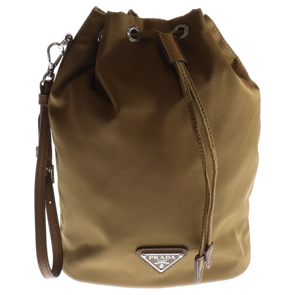 PRADA プラダ Re-Nylon 巾着 ポーチ 1NS369 ブラウン拍卖
