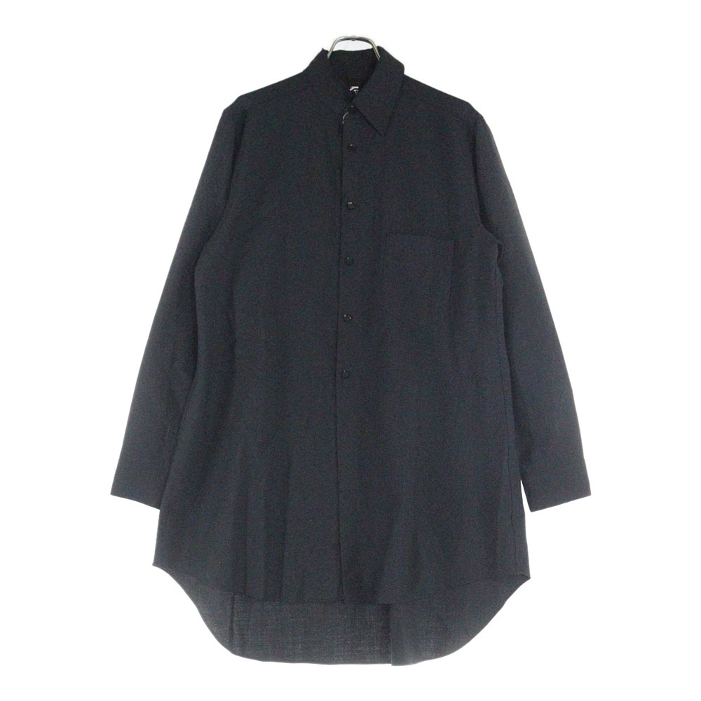 Ground Y グラウンドワイ 18AW アシンメトリーカラー ウール混長袖シャツ ブラック GV-B07-100拍卖