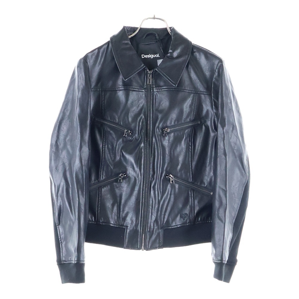 Desigual デシグアル フェイクレザー バイカージャケット ブラック レディース 24SWEW25拍卖
