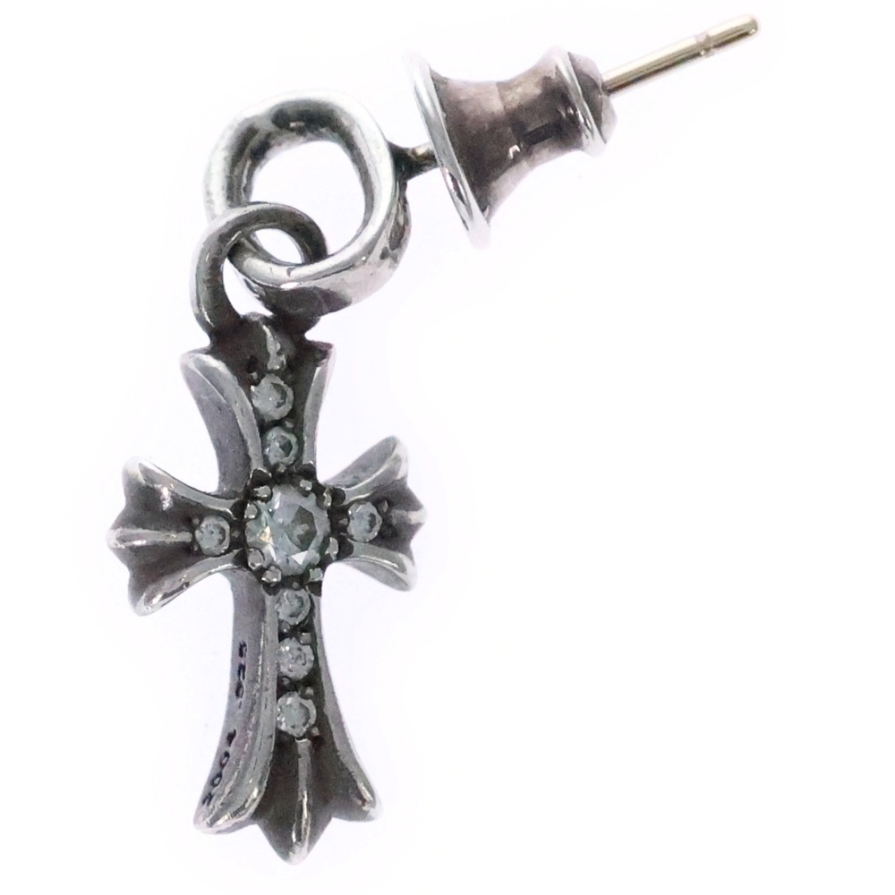 CHROME HEARTS クロムハーツ BBY F PPRCHN P/DIA ベイビーファットクロス ドロップピアス PAVEダイヤ シルバー拍卖