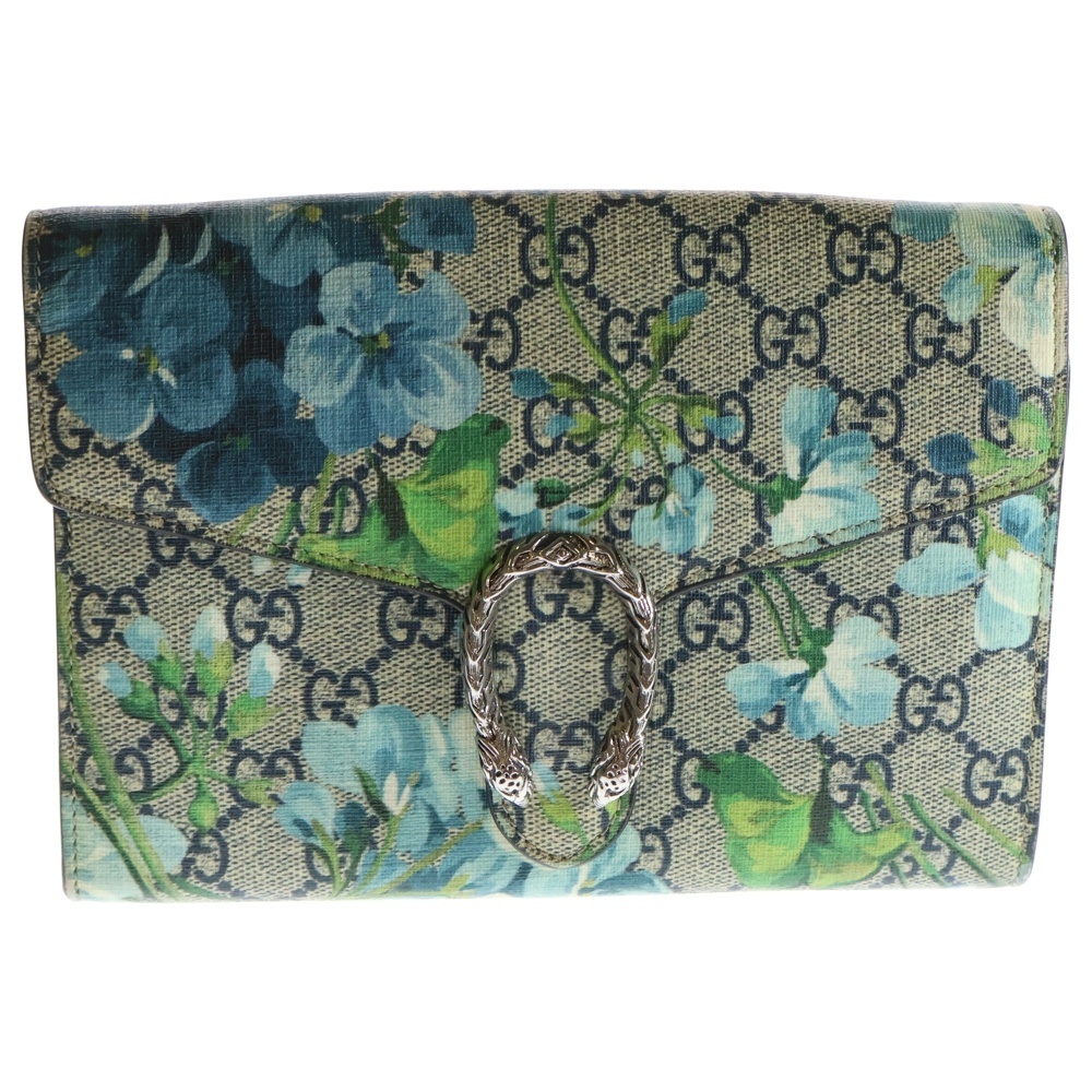 GUCCI グッチ デュオ二ュソス GGブルームス ロングウォレット 長財布 シルバー金具 PVC 401231拍卖